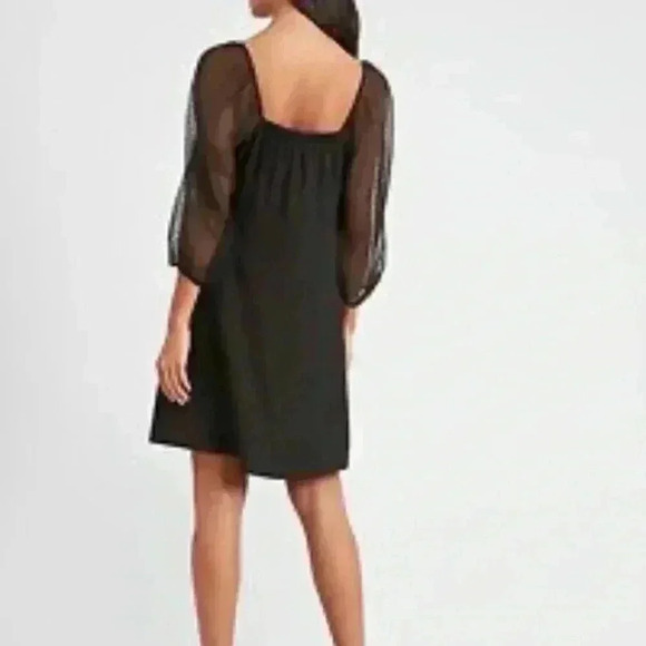 Elegant Black Sheer Sleeve Women's Dress - Picture 3 of 8